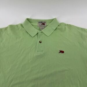 Perlis Golf Casual Polo Shirt Mens Large Green S/S Crawfish Logo Peruvian Cotton